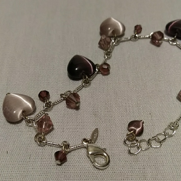 Vintage Avon Purple Heart Bracelet With Pierce Earrings - Picture 4 of 4